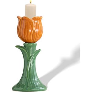 Ceramic Candlestick Holder Candle Holder for Taper Candles,Incense, Santo Palo, Halloween Christmas Wedding Parties, Dining Room Home Decoration Display (Orange)