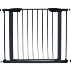 MidWest Homes for Pets 29 Inches Tall Walk-Though Graphite Steel Pet Gate, Pressure Mounted Dog Gate Measures 29H x 29.5-38W Inches & Includes Two 3-Inch-Wide Extensions, Graphite