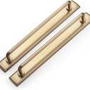Goo-Ki 2 Pack 7 9/16" Center to Center Champagne Bronze Modern Cabinet Pulls with Backplate Solid Contemporary Home Improvement Hardware Drawer Pulls Zinc Alloy Kitchen Handles