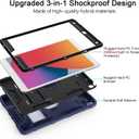 Azzsy Case for iPad 9th Generation/iPad 8th Generation/iPad 7th Generation (10.2 Inch, 2021/2020/2019 Model), Heavy Duty Shockproof Rugged Protective Case for iPad 10.2 inch (Navy Blue)