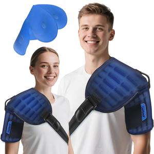 Shoulder Ice Pack with Compression for Rotator Cuff Cold Therapy, Reusable Gel Ice Pack Wrap for Shoulder Injuries, Pain Relief, Swelling, Surgery, Tendonitis, Bursitis (Black)