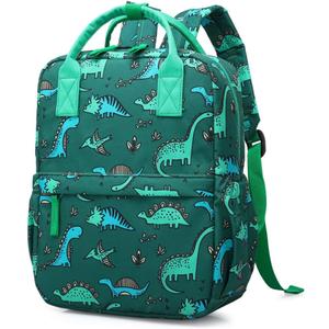 Cute Preschool Backpack Toddler School Book Bag for Girls Boys Kids Kindergarten Nursery Travel Bag with Chest Strap(12inch, Green Dinosaur)