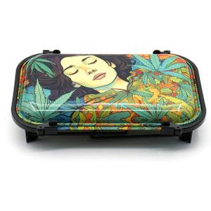 Metal Rolling Tray, Foldable Cone Loader Tray Pre Roll Machine for King Size &1 1/4 Size Pre Rolled Cones Filler Funnel Double Rolling Tray with Full Accessoris (Yellow)