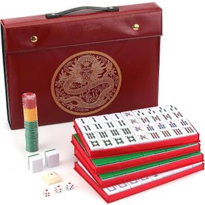 Mose Cafolo Chinese Mahjong Set X-Large 146 Numbered Melamine 1.5" Large Size Tile with Carrying Travel Case, English Manual, Pro Complete Mahjongg Game Set (Majiang, Mah Jongg)