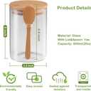 Set of 4 Clear Glass Jars with Airtight Bamboo Lids & Spoons 20 oz, Food Storage Containers for Sugar and Flour, Dry Goods, Bath Salts