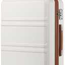 Kono 24 Inch Luggage Suitcase with Spinner Wheels TSA Lock Lightweight PC+ABS Hardside Medium Checked Luggage Durable Rolling Suitcase Cream White