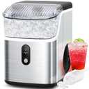 COWSAR Nugget Ice Makers Countertop, Soft Chewable Crushed Ice Maker Machine, Portable Pebble Ice Maker Countertop, 34Lbs/Day, Self-Cleaning, One-Button Operation Ice Machine for Home Kitchen Party