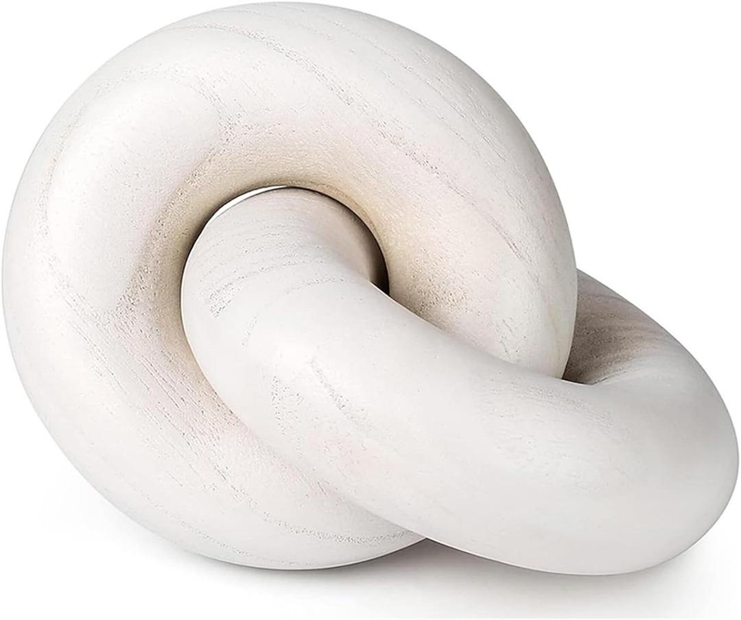 2 Link Wood Chain Link Decor,White Wooden Knot Boho Farmhouse Rustic Decor for Coffee Table Modern Book Shelf Accents Home Console Table Items Living Room