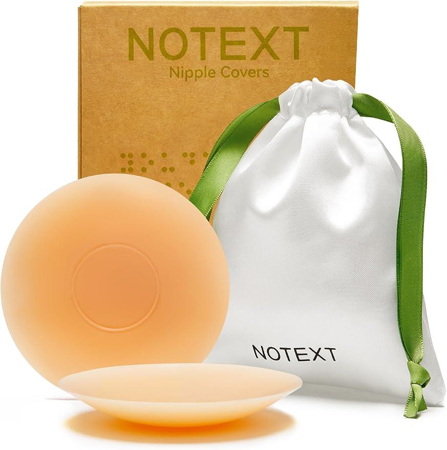 4 x NOTEXT Reusable Silicone Nipple Covers for Women,No Adhesive Center Design,Hypoallergenic&Waterproof Pasties, with Travel Bag(Coco)