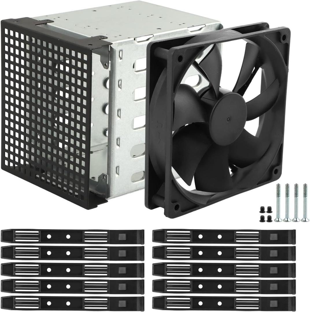 Hard Drive Cage, Stainless Steel Hard Drive Rack with Cooling Fan, 5.25" to 5X3.5 Rack for Computer, Hard Drive Cage Adapter Rack Bracket(Silver)