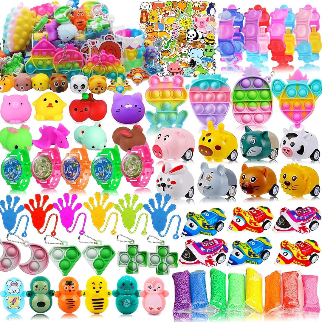 126 Pcs Pop Party Favors for Kids, Treasure Box Toys for Classroom Prizes, Pinata Stuffers, Goodie Bag Filler, Treasure Chest, Carnival Bulk Small Toys, Easter Basket Egg Fillers