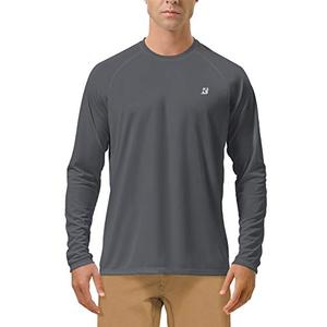 Roadbox Mens UPF 50+ UV Sun Protection Shirts Outdoor Long Sleeve SPF Diving Rash Guard for Fishing Hiking Swimming Dark Gray XL