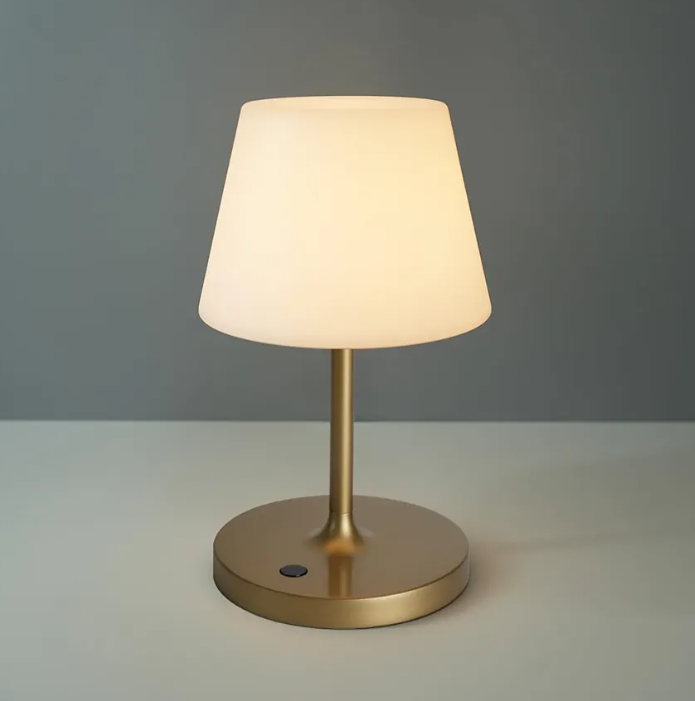 Outdoor Battery Operated Table Lamp Waterproof, 4000mAh Cordless Table Lamp Rechargeable, Touch Dimmable Desk Lamp, LED Night Light for Patio Camping Restaurant Home (Gold, 9.6in)