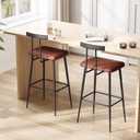 Bar Stools set of 2, Tall Bar Stools with Backrest and Footrest, Counter Height Bar Chairs, Industrial Barstools with PU Leather Cushion, for Kitchen, Dining Room, Bar, Cafe (Rustic Brown)KBS515R
