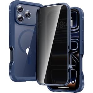 Diaclara Magnetic Designed for iPhone 17 Pro Case 6.3'' [Full Camera Protection] Full Body Bumper,[Compatible with MagSafe] Phone Case w/Built-in Privacy Screen Protector,Deep Blue