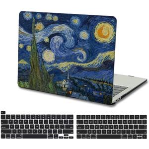 KSK KAISHEK Compatible with MacBook Pro 13 Inch Case Touch Bar 2016-2022, Model A2338 m2 m1 A2289 A2251 A2159 A1989 A1708 A1706, Hard Shell & Black Keyboard Cover, Van Gogh Starry Night
