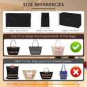 Lighweight Purse Organizer Insert for Longchamp Le Pliage M Tote Bag, Premium Felt Long Champ Medium Tote Divider with Cup Holder,Bags Storage Shaper with 8 Deepened Pockets,M/Black
