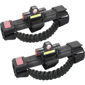 Handles Grab Roll Bar Grab Handles with Light for Jeep Wrangler TJ JK JL YJ Unlimited Rubicon Sahara 2 Door 4 Door Jeep Gladiator JT Accessories, Rechargeable Dome Light, Black, 2 Pack