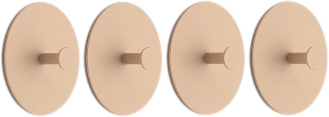 SIAMESE Colorful Adhesive Hooks, 4 Pcs Decorative Wall Hooks, Damage Free Cute Sticky Hook for Home, Office, Bathroom, Decorative Hook for Shower, Keys, Hats, Bags (Elegant Almond)