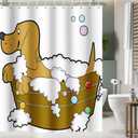 Funny Dog Shower Curtains for Bathroom, Waterproof Polyester Fabric Bathroom Curtains Washable Dog Shower Curtain Sets with 12 Pcs Hook, 72x72 Inch