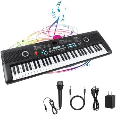 61 Keys Piano Keyboard, Electronic Digital Piano with Built-in Speaker Microphone, Portable Keyboard Gift Teaching for Beginners, Electric Piano for Kids, Birthday Gift for Children
