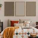 PHOPAGO 24x36in Large Minimalist Abstract Framed Wall Art Modern Boho Neutral Line Wall Decor Geometric Artwork Bedroom Living Room Natural Framed, 24" x 36" x 3 Pcs Natural