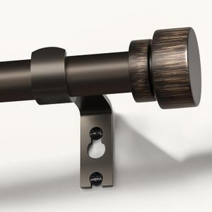 Lootkell Modern Antique Brown Bronze Curtain Rods for Windows 72 to 144 Inches Adjustable Heavy Duty 1" Diameter Window Rod with Decorative Finials for Outdoor Farmhouse Bedroom Kitchen Living Room