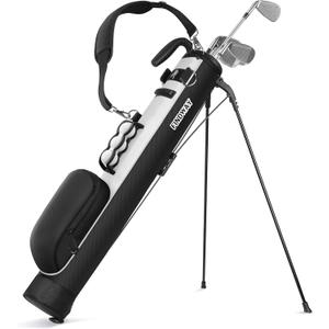 Findway Golf Stand Bag, Small Golf Bag for The Driving Range, Par 3 and Executive Courses, Lightweight Golf Club Carry Bag with Ball Holder and Pockets for Men Women (Black)
