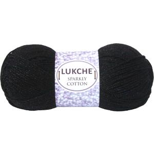 Sparkle Cotton Yarn  85% Cotton / 15% Metallic 3.5 oz, 262 Yards Crochet, Knitting, and Crafting Soft, Breathable Yarn for DIY Projects, Baby Clothes and Accessories (Black, 1 Skein)