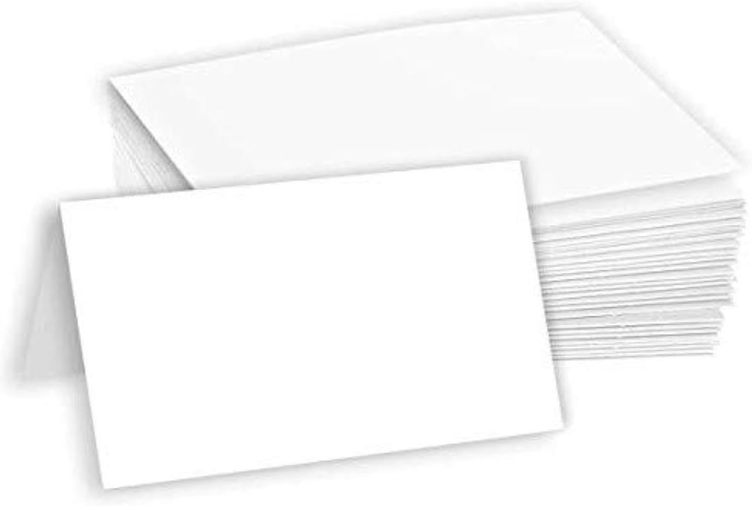 Hamilco White Cardstock Paper for Tent Place Cards  3.5" x 2", 80 lb Cover, Blank Folded Name & Table Cards, Events & Weddings, 100 Pack