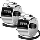 FEBSNOW Hand Tally Counter 4 Digital Clicker Counter for Sport Row School Event (Metallic)