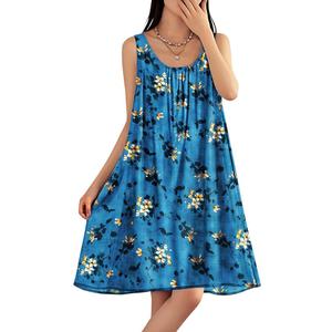 YESNO Summer Dresses for Women Casual Boho Floral Sundresses Sleeveless Scoop Neck Beach Tank Dresses, XS