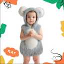 UQJE Baby Rat Costume Furry Kids Mouse Costume Halloween Cute Plush Mice Dress Up Toddler Animal Costumes (3' - 3'4", Gray)
