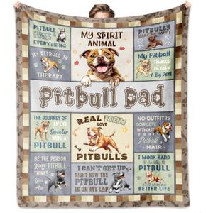 Pitbull Dad Gifts, Pitbull Throw Blankets 60''x50'', Pitbulls Gifts for Men, Gift for Pitbulls Dog Owners Lovers Men Dad Boys Decorations Blanket for Christmas Fathers Day Birthday