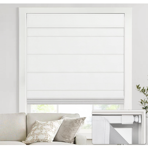 No Drill Cordless Roman Shades, 29×64 in, Room Darkening White