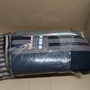 Tayney Black Bathroom Decor and Accessories Set, Striped Shower Curtain and Rug Set with Trash Can, Soap Dispenser, Soap Dish, Toothbrush Holder, Toothbrush Cup, Toilet Brush