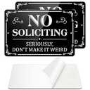 No Soliciting Sign for Front Door, (2 Pack) Self-adhesive No Soliciting Sign for House, 9 x 6 inches Aluminum Metal Signs for Yard (Style: Don't Make it Weird)2 Pack