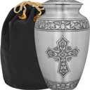 Trupoint Memorials Cremation Urns for Human Ashes, Religious Decorative Burial Urn for Adult Men and Women, Large Silver Cross