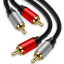 Tan QY 2RCA to 2RCA Cable 30Ft, Gold-Plated 2 RCA Male to 2 RCA Male Stereo Audio Cable for Home Theater, HDTV, Gaming Consoles, Hi-Fi Systems (30Ft/10M)