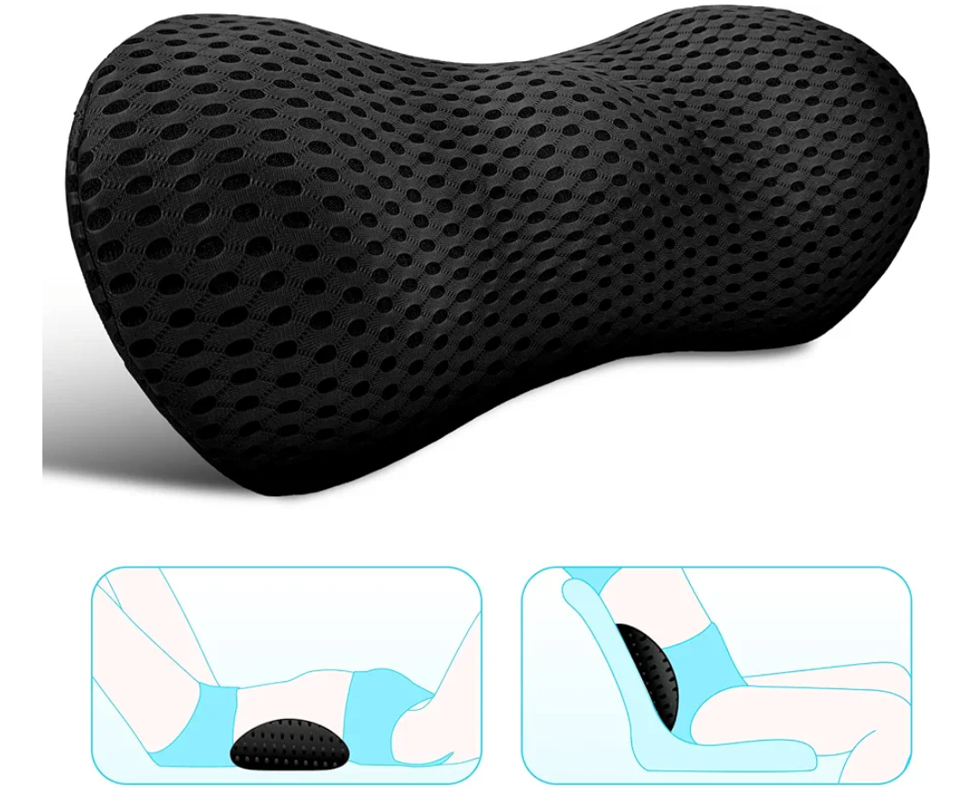 Lumbar Support Pillow for Office Chair, Memory Foam Lumbar Pillow for Lower Back Pain Relief (Black)