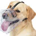 Mayerzon Dog Muzzle, Basket Muzzle for Large Medium Small Dogs, Humane Breathable Cage Mouth Guard to Prevent Biting Chewing Eating for Grooming Training Walking Vet Visits (L, Clear)