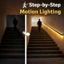 Motion Sensor LED Strip Lights - Chasing Effect Auto ON/Off for Stairs, Bedroom, Under Cabinet - 32.8ft Warm White, Easy Install