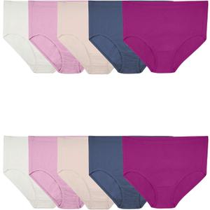 Fruit of the Loom womens Breathable Underwear, Moisture Wicking Keeps You Cool & Comfortable 
10 Pack - Pink/ Cream/ Blue, 11 US
