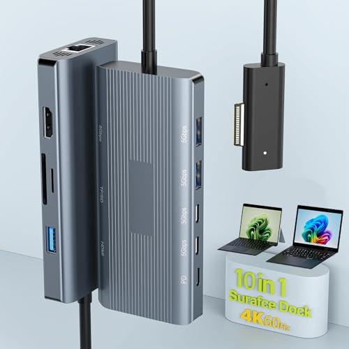 New for Microsoft Surface Dock 2, 10-in-1 Surface Docking Station with 4k@60Hz HDMI,Ethernet,SD/TF Slot,USB 3.0,PD, Surface Dock Hub for Surface Pro 11/10/9/8/X/7/6/5, Surface Laptop Go, Surface Book