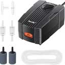 Pawfly Aquarium Air Pump Oxygen Pump for 10-200 Gallon Fish Tanks Buckets Dual Outlet Adjustable Ultra Quiet Aerator Pump with Accessories (Size: 10-60 gal)