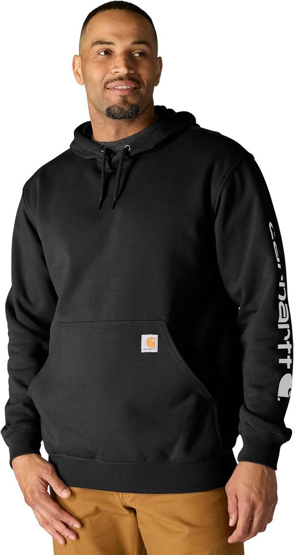 Carhartt Men's Loose Fit Midweight Logo Sleeve Graphic Sweatshirt (Large, Black)