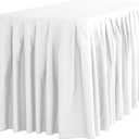 LTC LINENS Table Skirt White for 4 Feet Rectangular or 48 Inch Round Table - 14 ft Pleated Table Skirting Cloth Polyester for Banquet, Wedding (13" x 10" (Rectangular))
