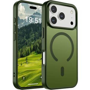 SUPFINE Magnetic for iPhone 17 Pro Case (Compatible with MagSafe)(Military Grade Drop Protection) Translucent Matte Shockproof with Anti-Fingerprint Phone Cover,Cangling Green