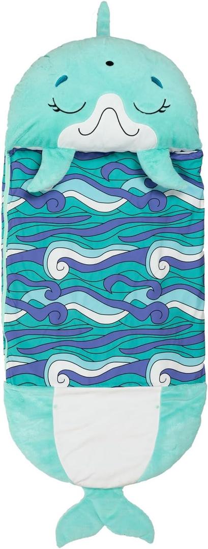 Happy Nappers Pillow & Sleepy Sack Medium Dolphin 54" Comfy, Cozy, Compact, Super Soft, Warm, All Season, Sleeping Bag with Pillow