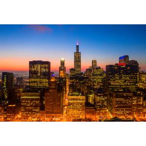 chicago city landscape canvas wall art chicago city skyline wall art for living room illinois cityscape skyscrapers pictures for bedroom modern decor office artwork framed ready to hang, 16"wx24"h